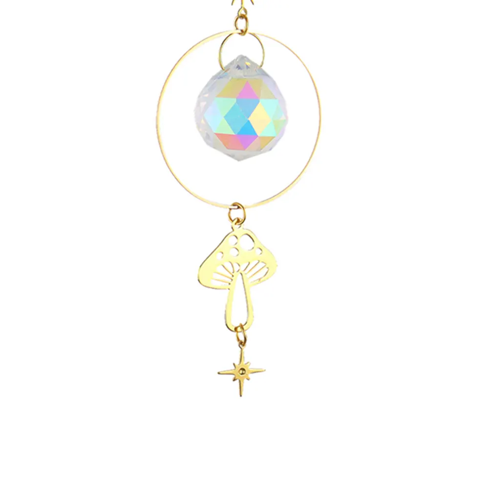Crystal Wind Chime Prism Catchers Ornament Home Garden Decor (Mushroom)