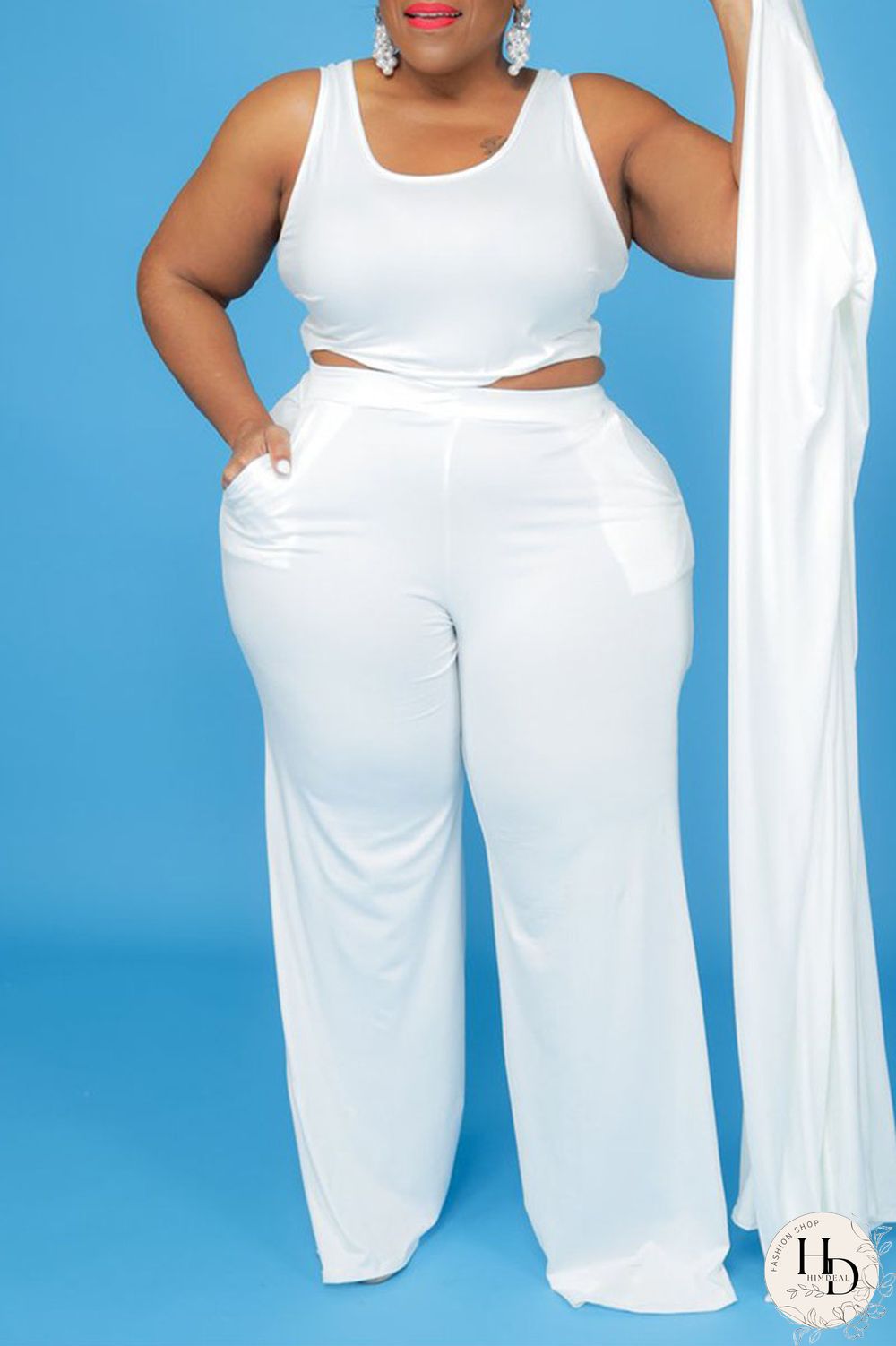 Yellow Casual Solid Patchwork U Neck Plus Size Two Pieces