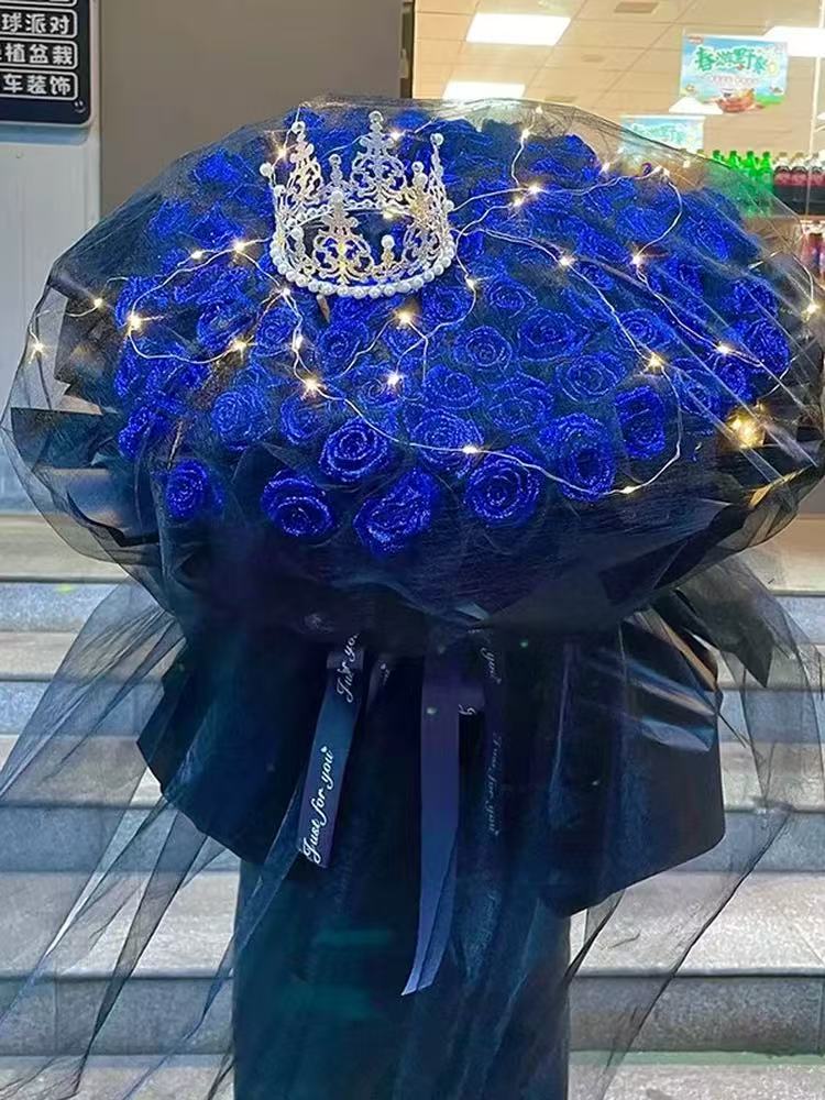 99 Blue Roses (Eternal Love for Your Girlfriend) - Special Women's Day Bouquet