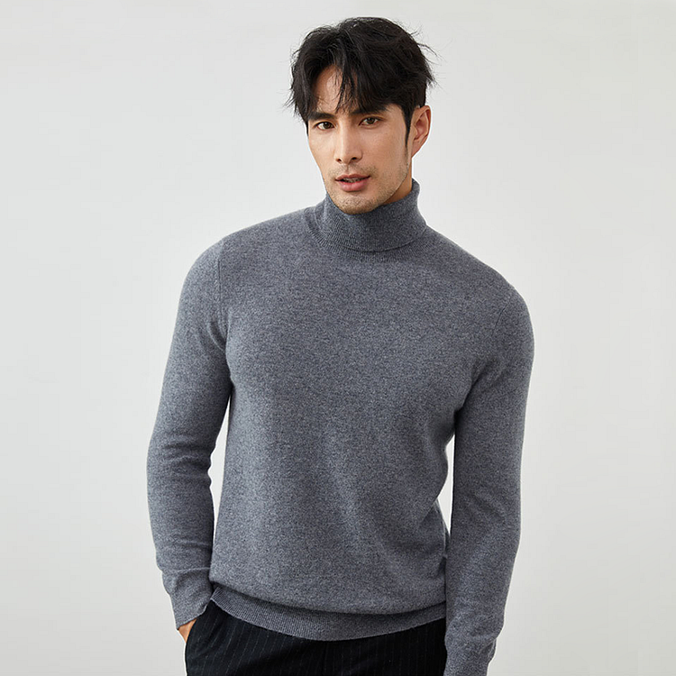 Men's Cashmere Turtleneck Sweater-Chouchouhome