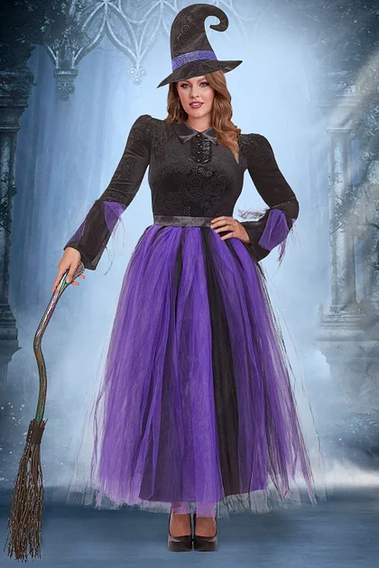 Costume Halloween Sorcière Groovy - Taille Large - Velours Côtelé - Californie