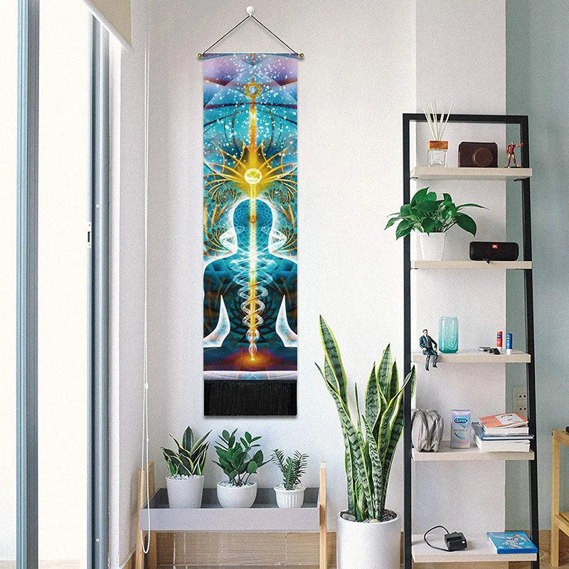 Rectangular Bohemia Wall Hanging Snake Tassel Tapestry Black Moon Wall Background Blanket Home Livingroom Office Wall Decoration