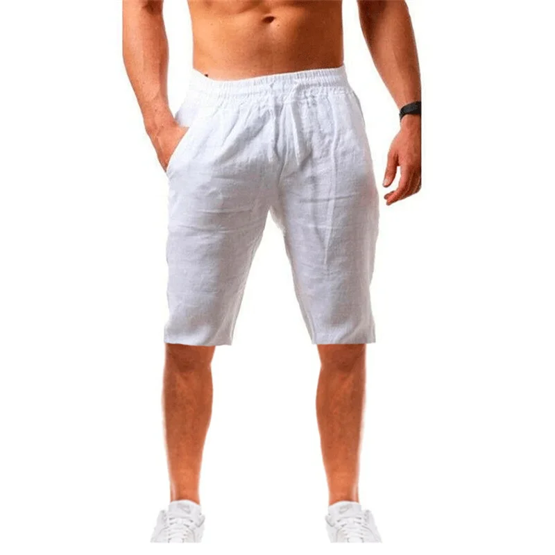 Men's Linen Casual Shorts With Drawstring