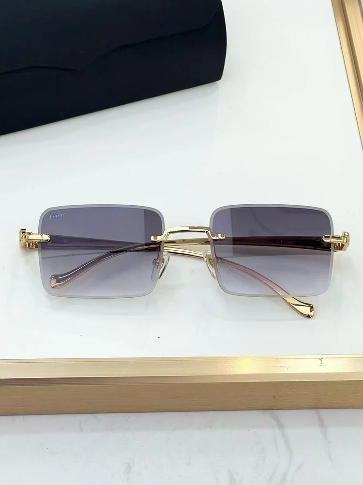 New Rimless Rectangle Vintage Metal Frames Sunglasses Women Fashion Frameless Tinted Sun Glasses Shades For Female