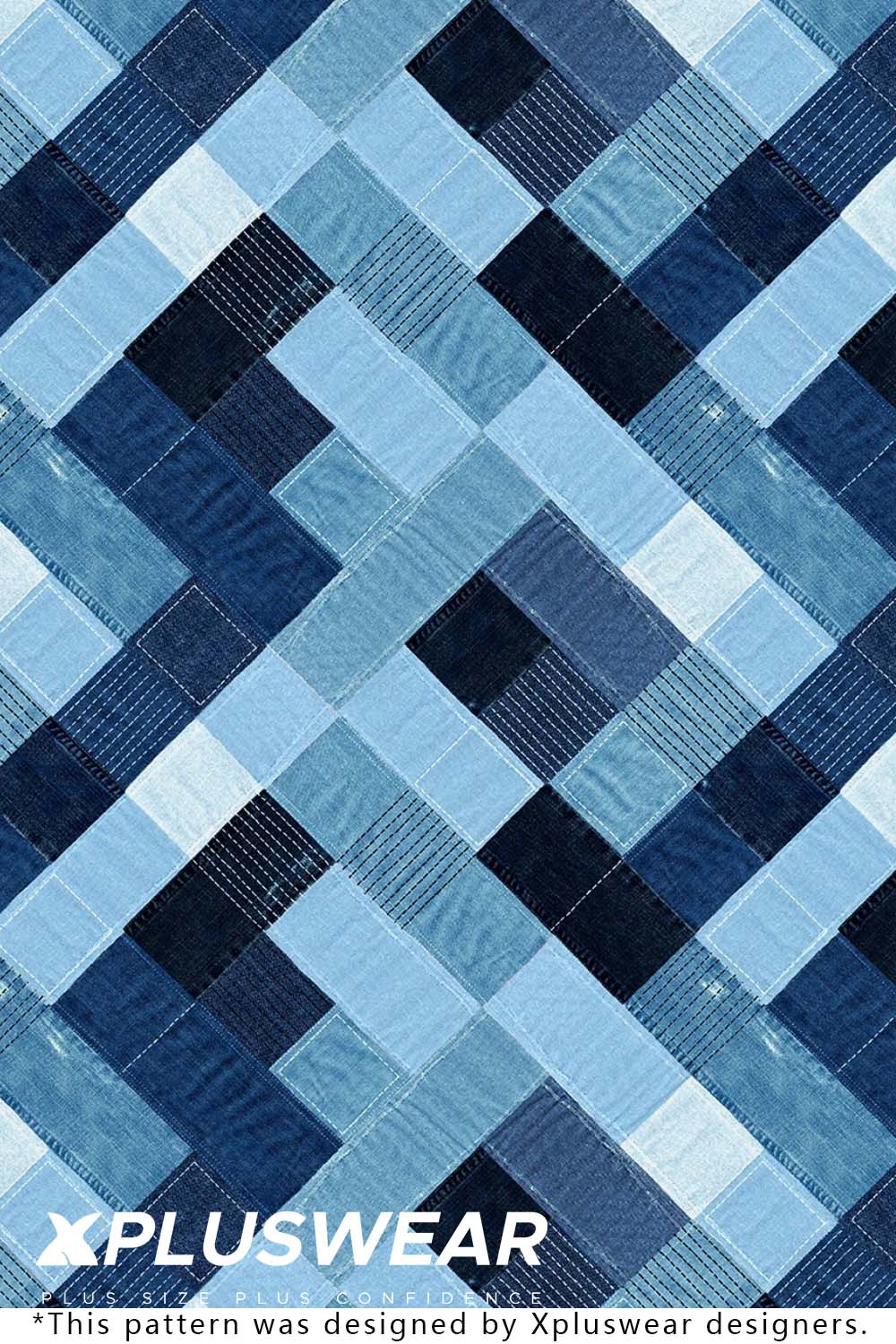 Plus Size Blue Casual Patchwork Plaid Denim Print Short Sleeve Maxi Dresses [Pre-Order]