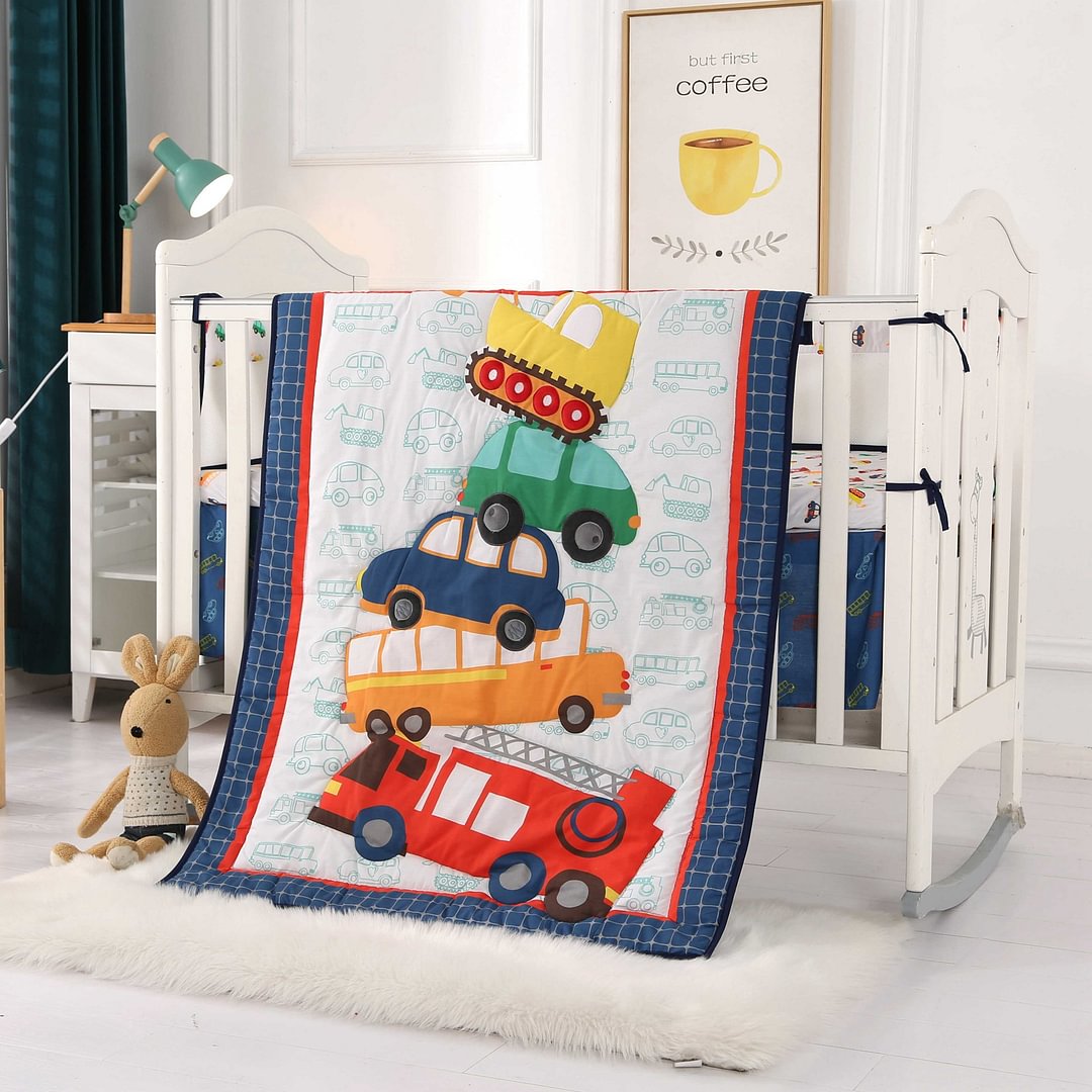 Car Baby Crib Bedding Sets for Boy 7 Piece Transportation Crib Set