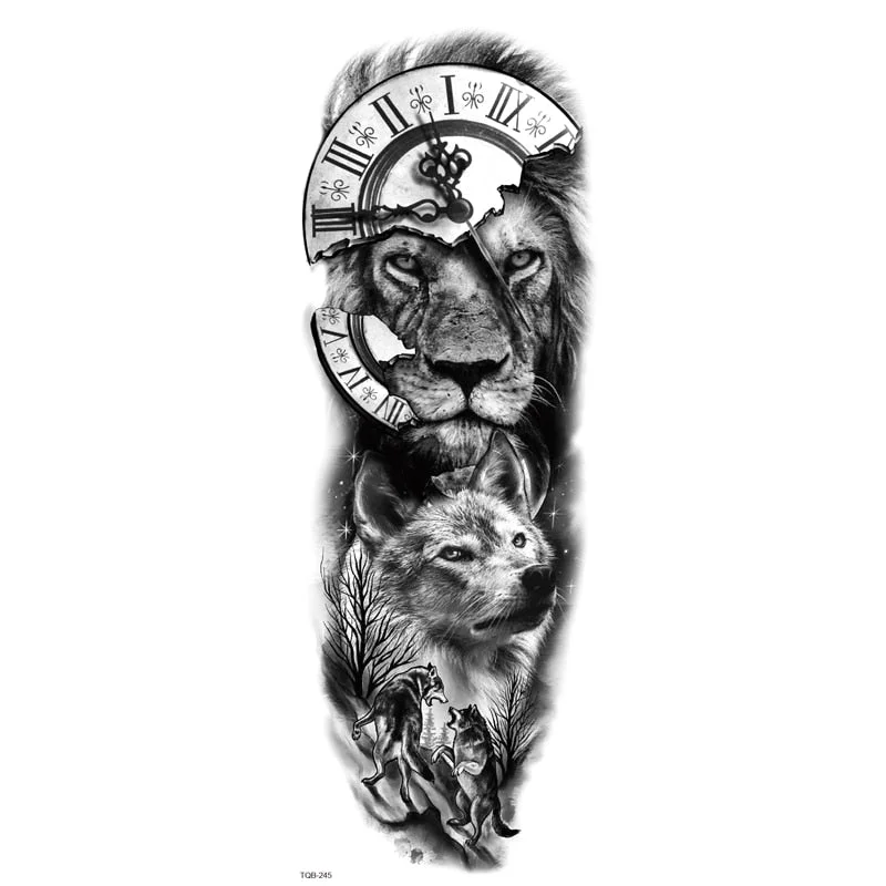 Fake Tattoo Dragon For Men Waterproof Sleeves Angel Tiger Snake Animal Stickers Waterproof Temporary Tattoos Skeleton Hand