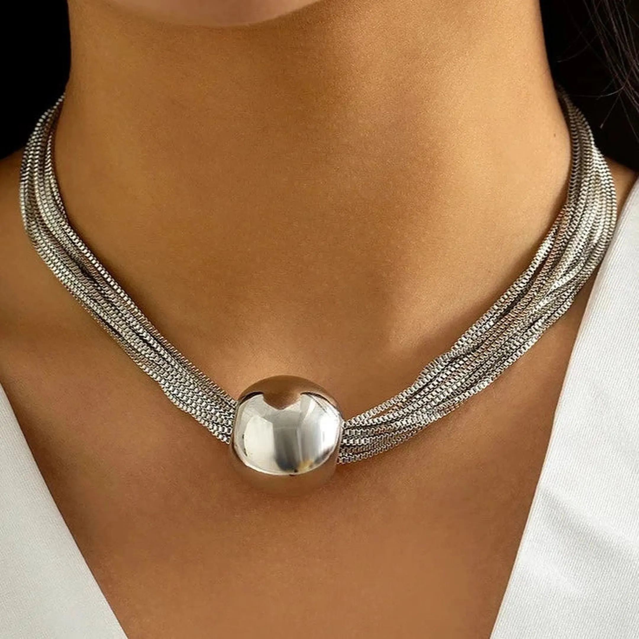 Women's Stainless Steel Moon Drop Pendant Necklace &ndash; Adjustable