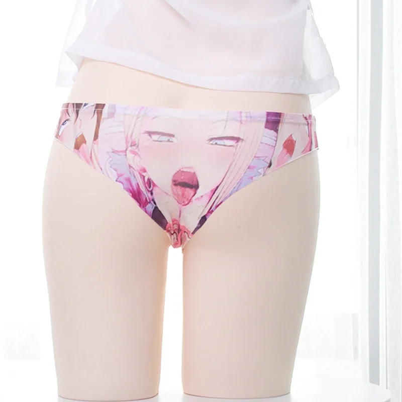 Billionm Hot Sexy Women Unique Design Anime Pattern cartoon Printed Girl's ice silk Underwear Triangel Panties Summer costume T-Thong