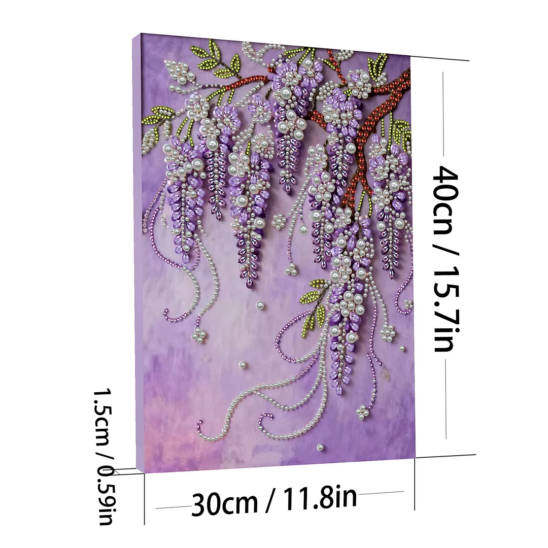 Violet DIY Pearl Diamond Art Kits for Adults Home Wall Decor With Frame 30x40cm