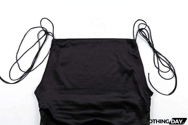 Satin Strappy Side Drawstring Slim Dress