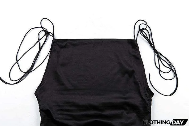 Satin Strappy Side Drawstring Slim Dress