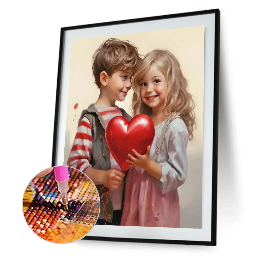 Diamond Painting - Full Round Drill - Kid Sweet Couple(Canvas|30*40cm)