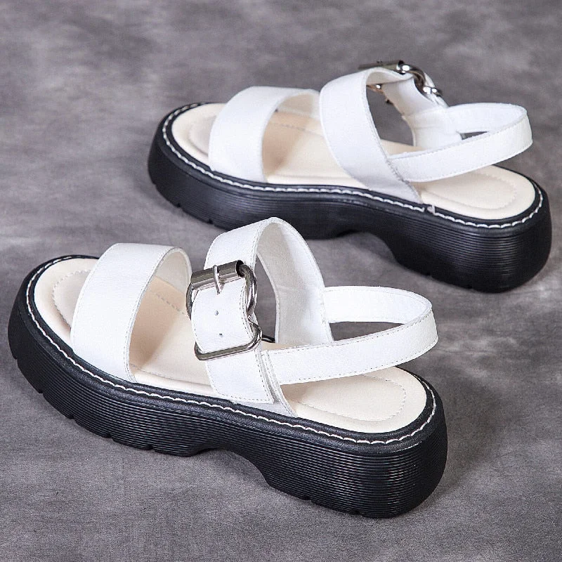 AIYUQI Sandals Women Summer Rome 2022 New Genuine Leather Platform Simple Women Sandals Green Fashion Beach Shoes Ladies
