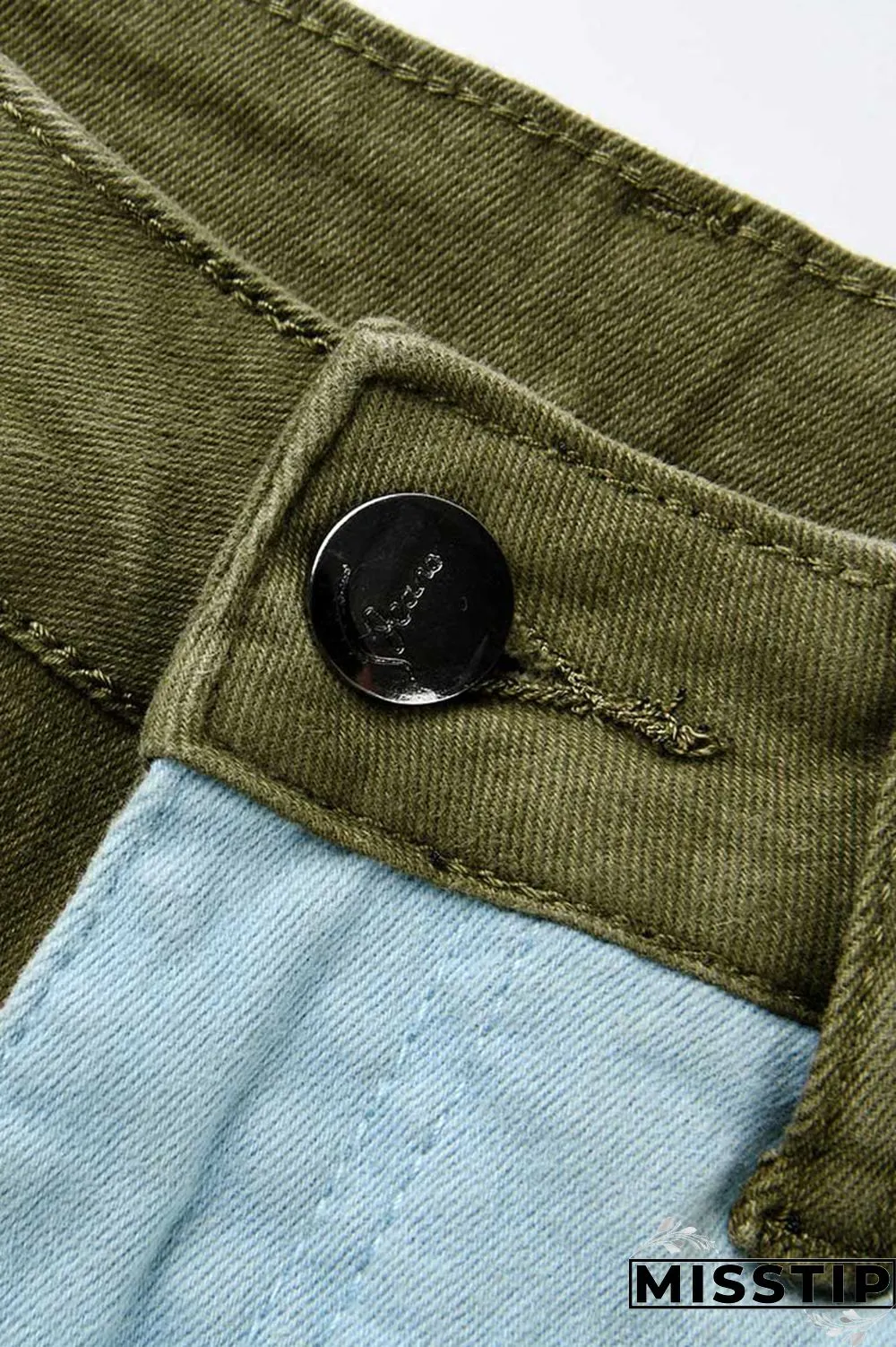 Green Fashion Patchwork Denim Jeans