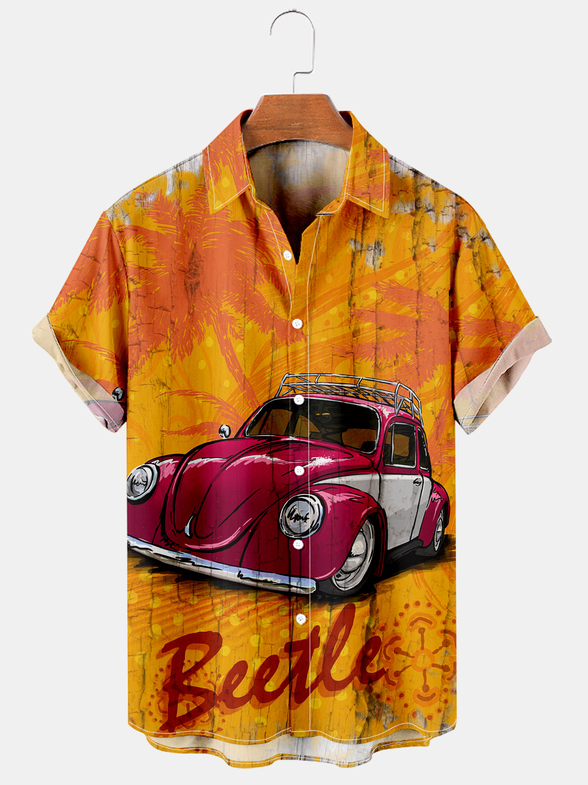 Fashion Retro Car Novel Design Age Sense Summer Men's Shirt PLUSCLOTHESMAN