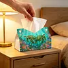 DIY Diamond Art Tissue Box Holder Turtle PU Leather Diamond Art Desktop Organizer Resin Rhinestone Storage Organizers Gem Art Home Office Decor Craft Gift