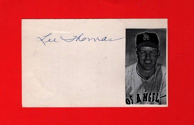 1961 LEE THOMAS-LA ANGELS ROOKIE AUTOGRAPHED 3X5 CARD W/Photo Poster painting