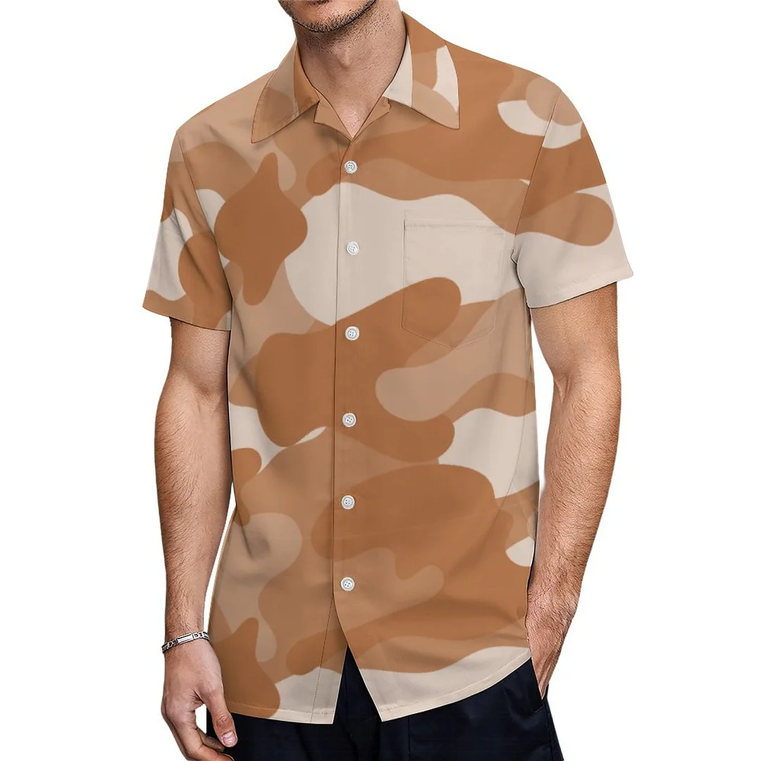 Short Sleeve Military Camo Hawaiian Shirt Mens Button Down Plus Size Tropical Hawaii Beach Shirts