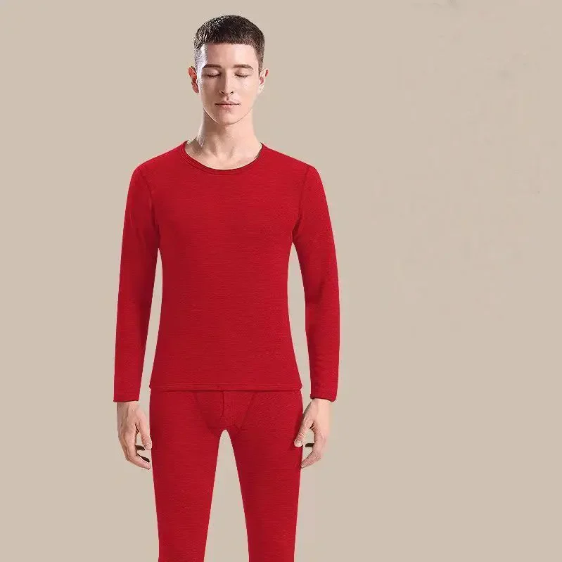2pcs Long Johns Winter Women and Men Fleece High Elastic Bottoming Top Pants Warm Lingerie Ultra Soft Comfort Skin-friendly Set