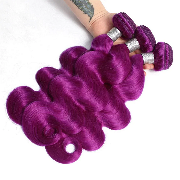 Dark Purple Brazilian Virgin Human Hair Bundle 1 Piece Hair Weave-VBA022
