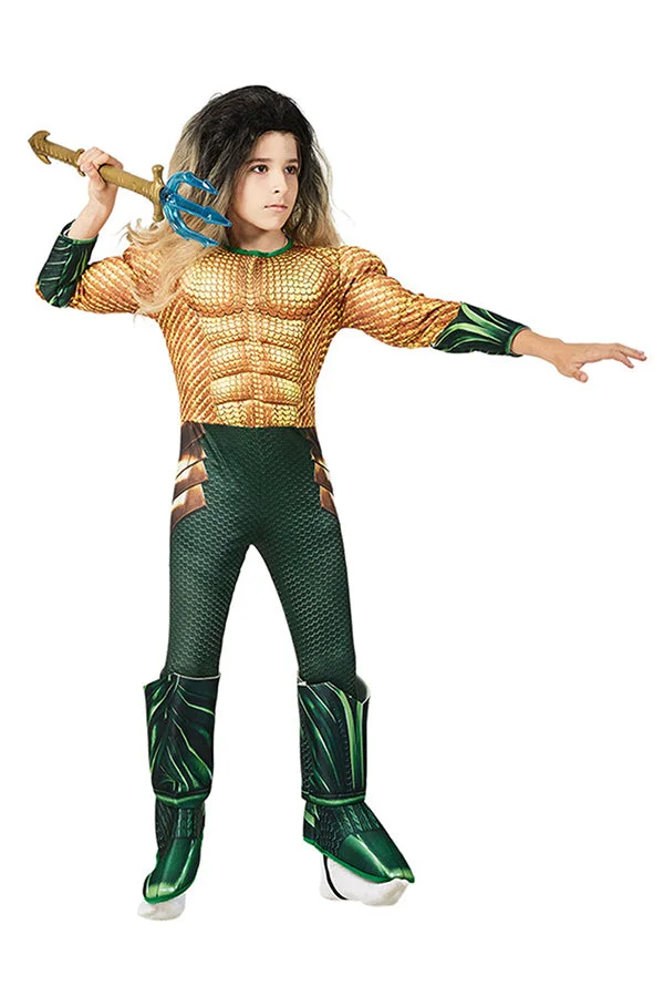 Boys Deluxe Aquaman Halloween Costume-elleschic