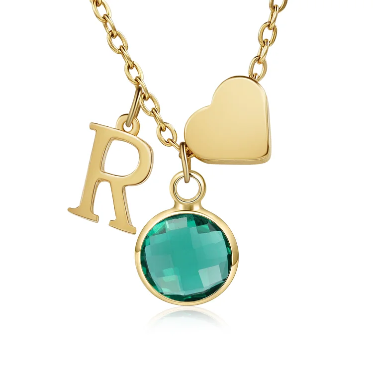 Personalized Heart Necklace Custom Birthstone and Initial Kid's Necklace