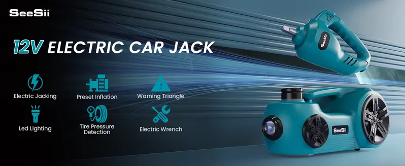 Product Introduction of SEESII 4-in-1 Electric Car Jack Set. 5-Ton Car Lift Kit for SUV/Truck Tires. Electric Impact Wrench / Tire Inflator. Change Tires in Minutes. CarHacks. DIYTools. dealsforyoudays 0