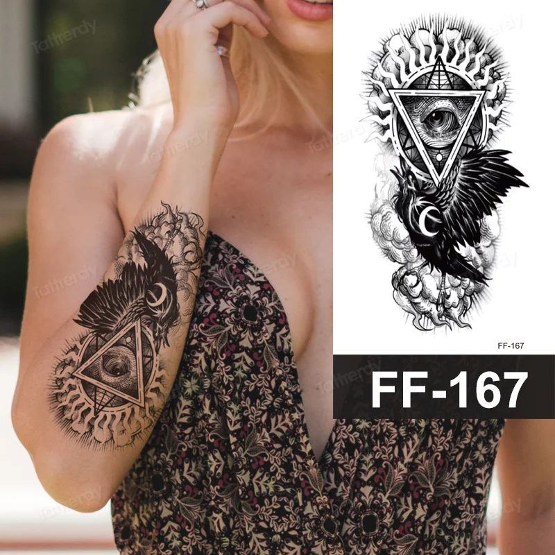 Sdrawing Animal Temporary Tattoo Sticker Black Lion King Wolf Tiger Men Body Art Painting Tattoo Fake Water Transfer Sexy Women