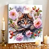 Framed Diamond Painting - Full Round Drill - Cats and Flowers (25x25cm)
