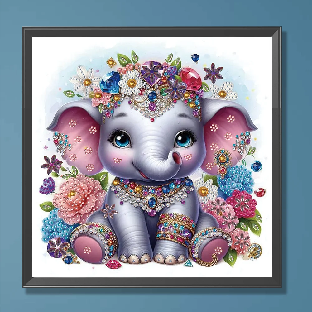 Diamond Painting - Partial Special Shaped Drill - Jewelry Elephant(Canvas|30*30cm)