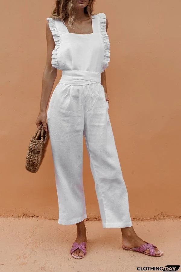 Marlee Bow Ruffled Backless Jumpsuit