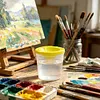 Spill Proof Paint Cups with Colored Lids Paint Brush Cleaner Cup Reusable for Artist Watercolor Painting Art Crafts Supplies (1Pcs Yellow)
