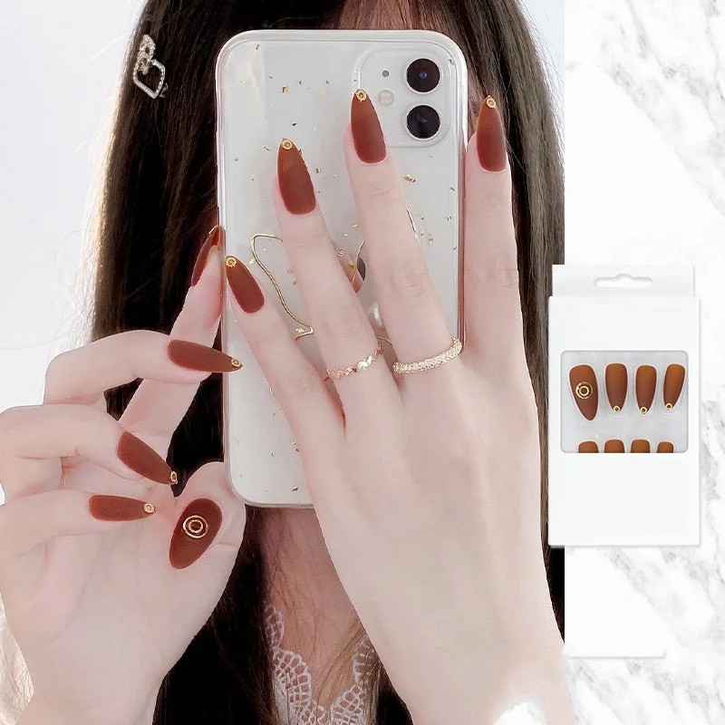 24pcs Stiletto nail tips Aesthetic Northern Lights Simple Fashion Lasting Fake Nails Wearable Full Cover Finished Fingernails TY-Nail Inspo