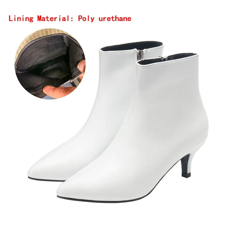 2018 autumn and winter new style with fine pointed high heels Martin boots white boots leather boots Women's boots spring wedgie