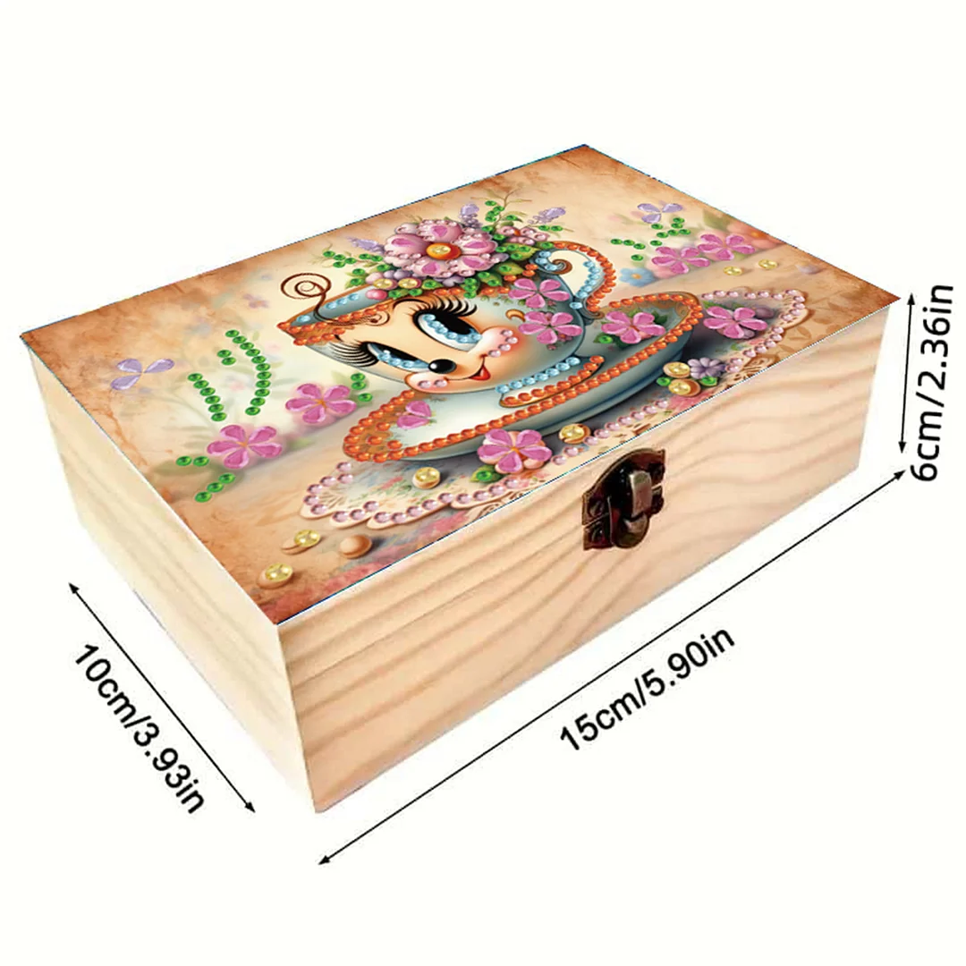 1Pc DIY Diamond Painting Wooden Storage Box Jewelry Box Kits (MZH031)