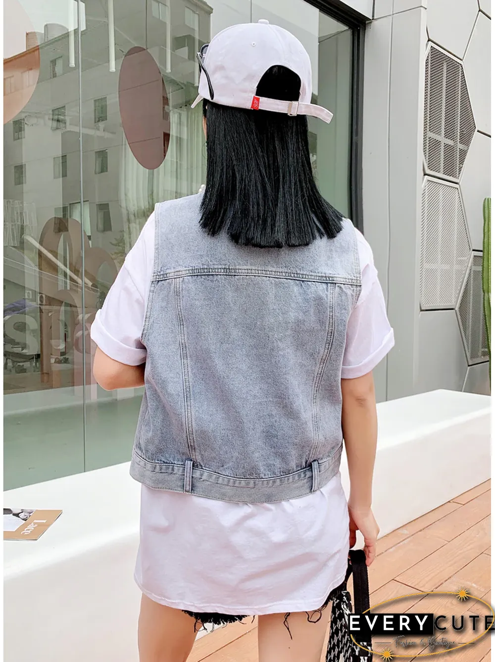 Women Denim Vest Luxury Pearls Fashion Autumn Jeans Cropped Jacket Sleeveless Loose Short Coat Causal Waistcoats Vest