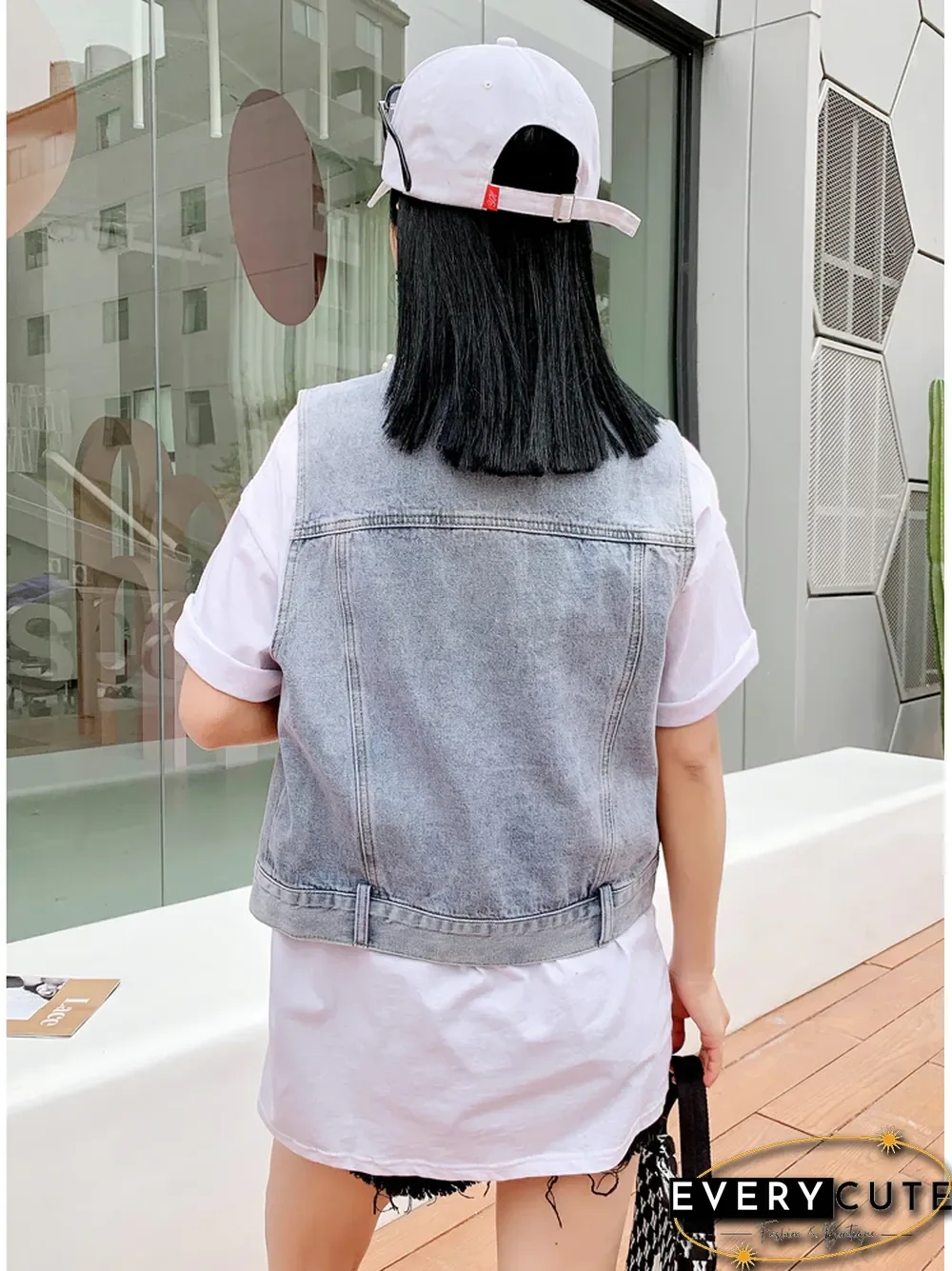 Women Denim Vest Luxury Pearls Fashion Autumn Jeans Cropped Jacket Sleeveless Loose Short Coat Causal Waistcoats Vest