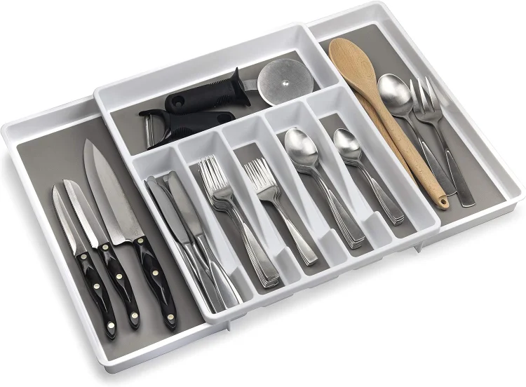 ELTOW - Juego de organizador de cajones y bandejas de utensilios expandibles, organizadores y almacenamiento de cajones de cocina, organización de cocina para utensilios, cubiertos, suministros de