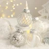25PCS Silver White Serie Christmas Hanging Decor Balls