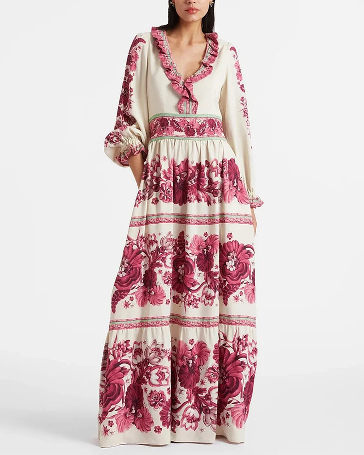 Women's Fashionable Loose Long Sleeve Printed Dress