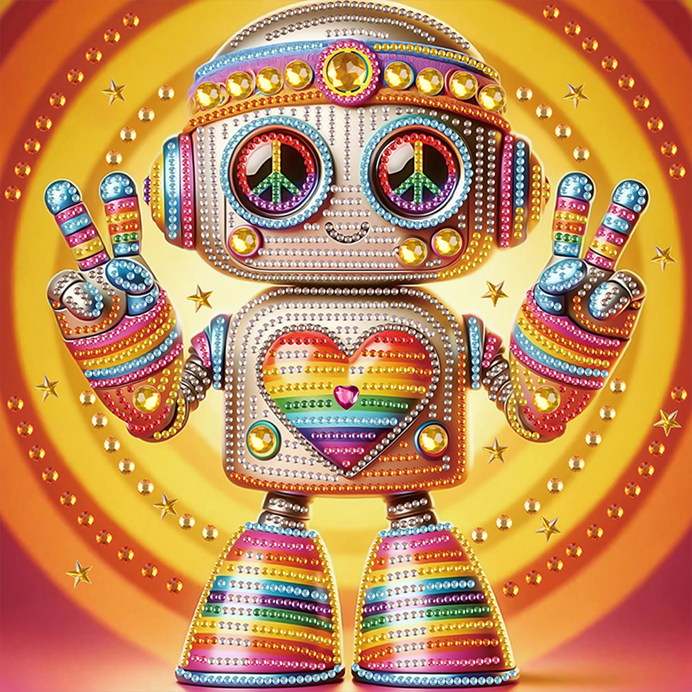 Cute Robot 30*30cm(canvas) special shaped drill diamond painting