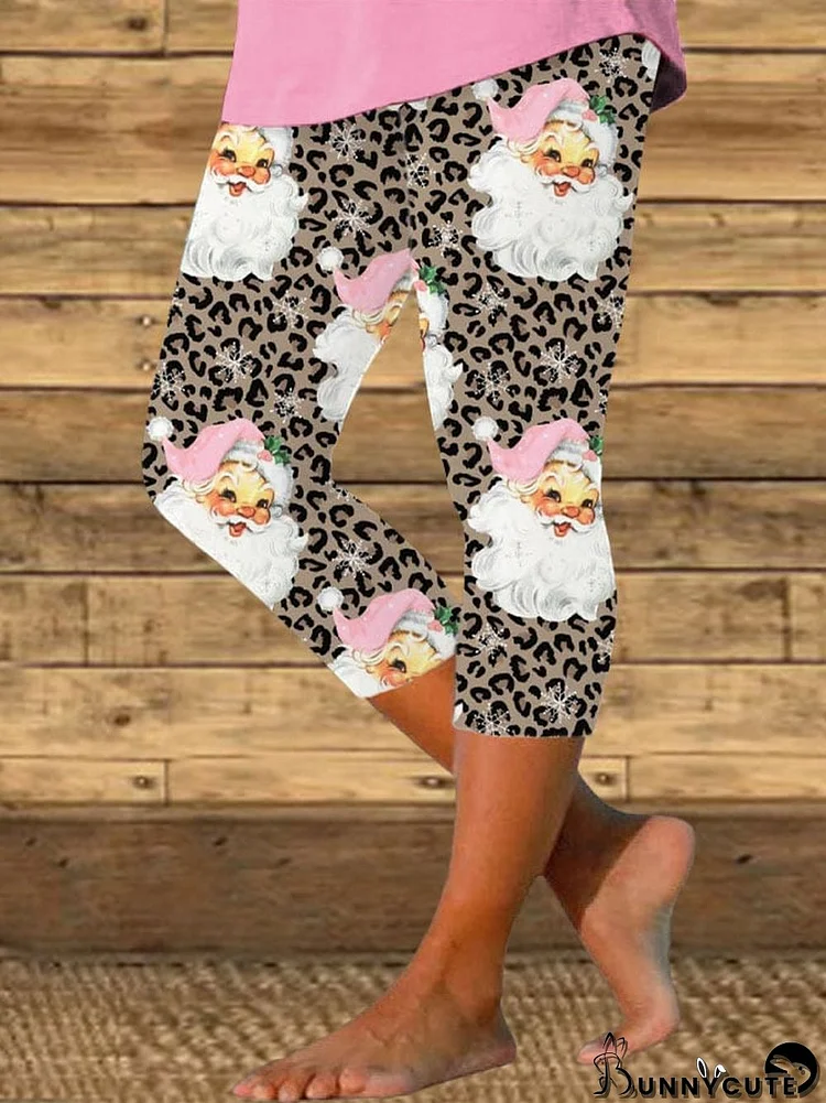 Women's Vintage Santa Leopard Print Leggings