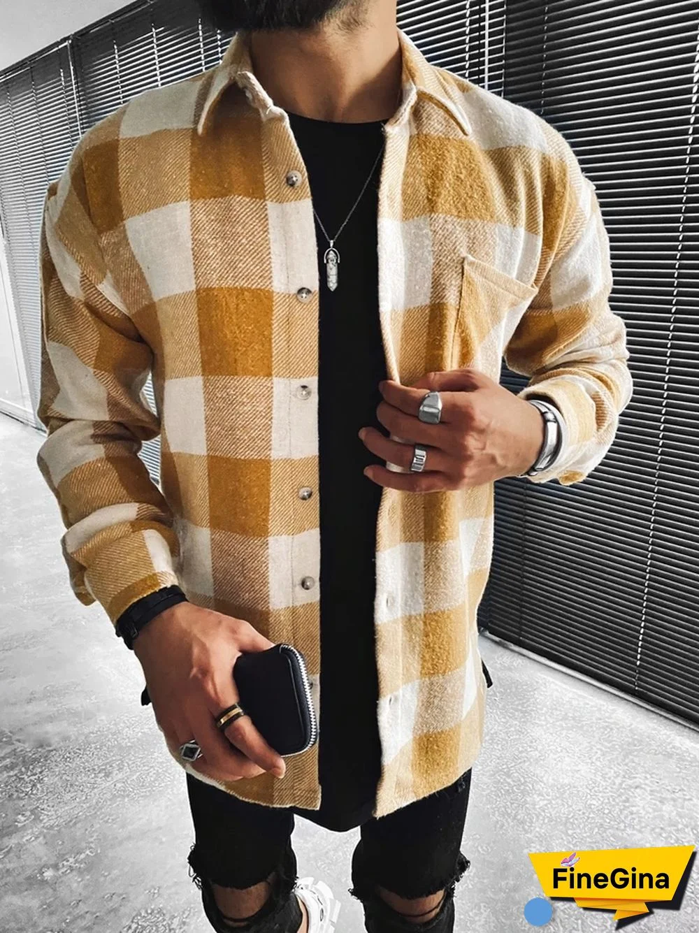 Street Casual Fashion Plaid Texture Jacket