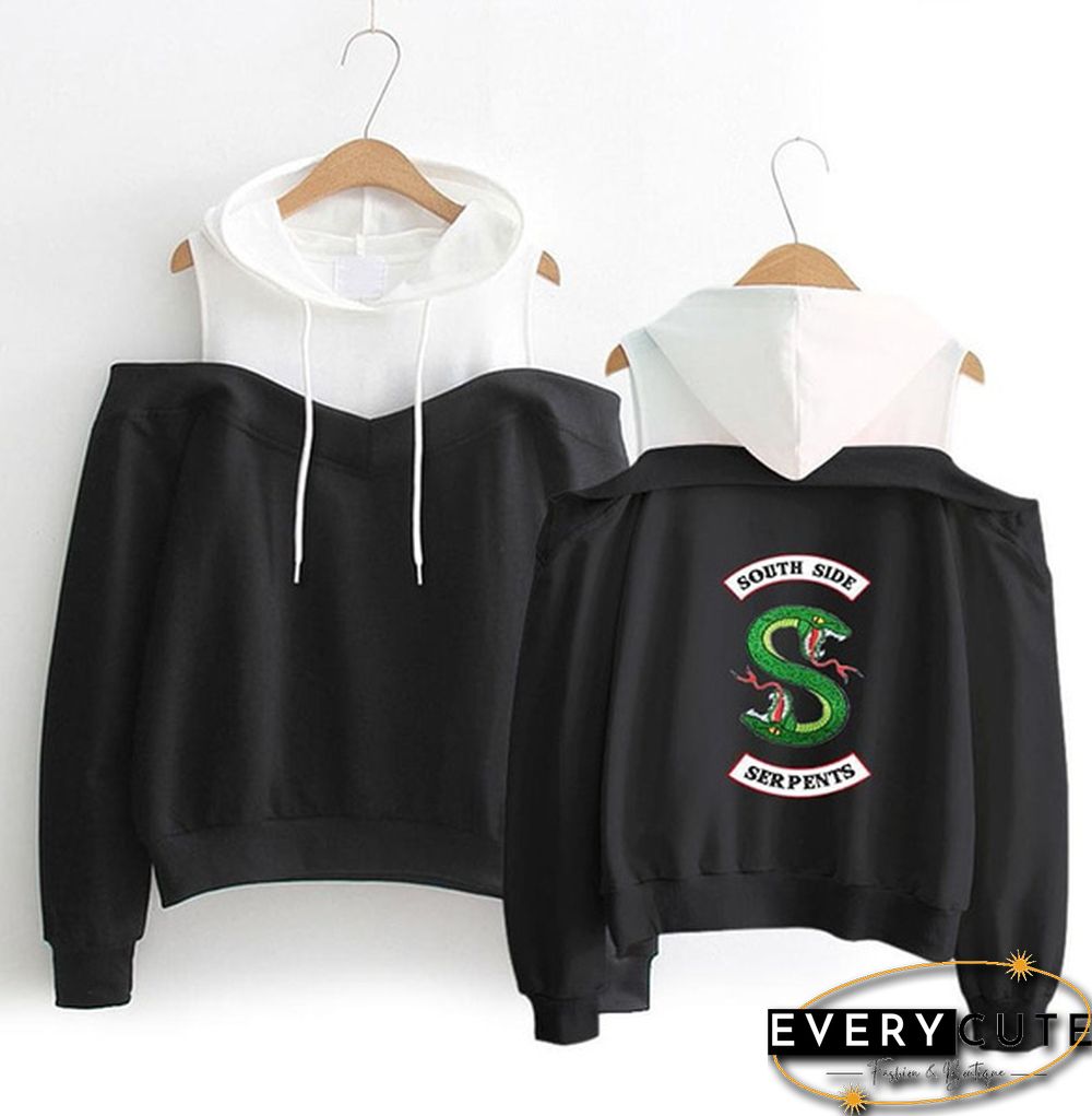 Southside Serpents Women Hooded Hoodies Girls Long Sleeve Sweatshirts Off Shoulder Sexy