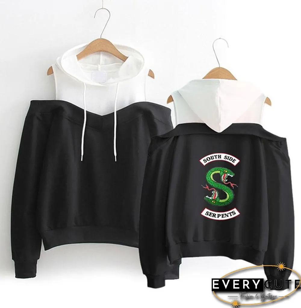 Southside Serpents Women Hooded Hoodies Girls Long Sleeve Sweatshirts Off Shoulder Sexy