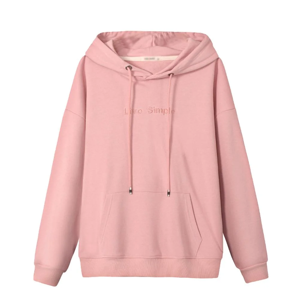 Casual Hoodies Long Sleeve Letter Printed Drawstring Top