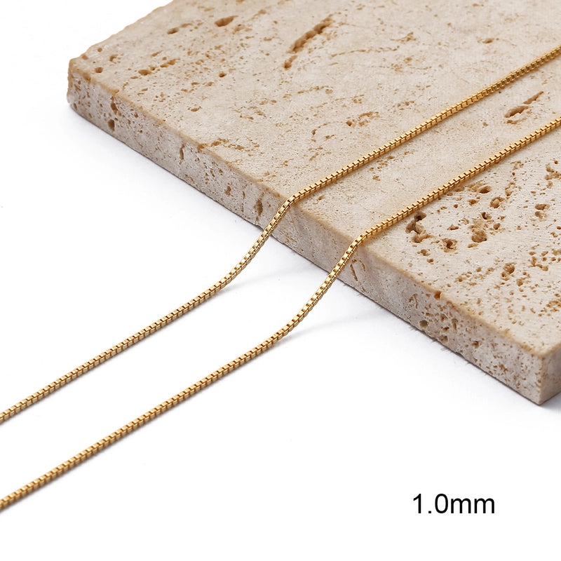 1 Piece Copper 18K Gold Plated Cable Chain Box Chain Polished 1M Jewelry Accessories Chain
