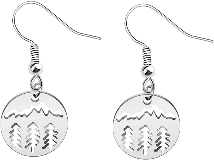 Mountain Earrings Mountain Range Mountain Peak Forest Pendant Earring Gift for Mountain Climbing Lover Outdoor Wilderness Hiking Lovers Girls Women-Annaletters