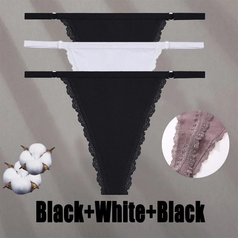 Billionm Sexy Lace Panties for Women Cotton Underwear Thong With Hollow Out Hook G-String Female Breathable Intimates Lingerie